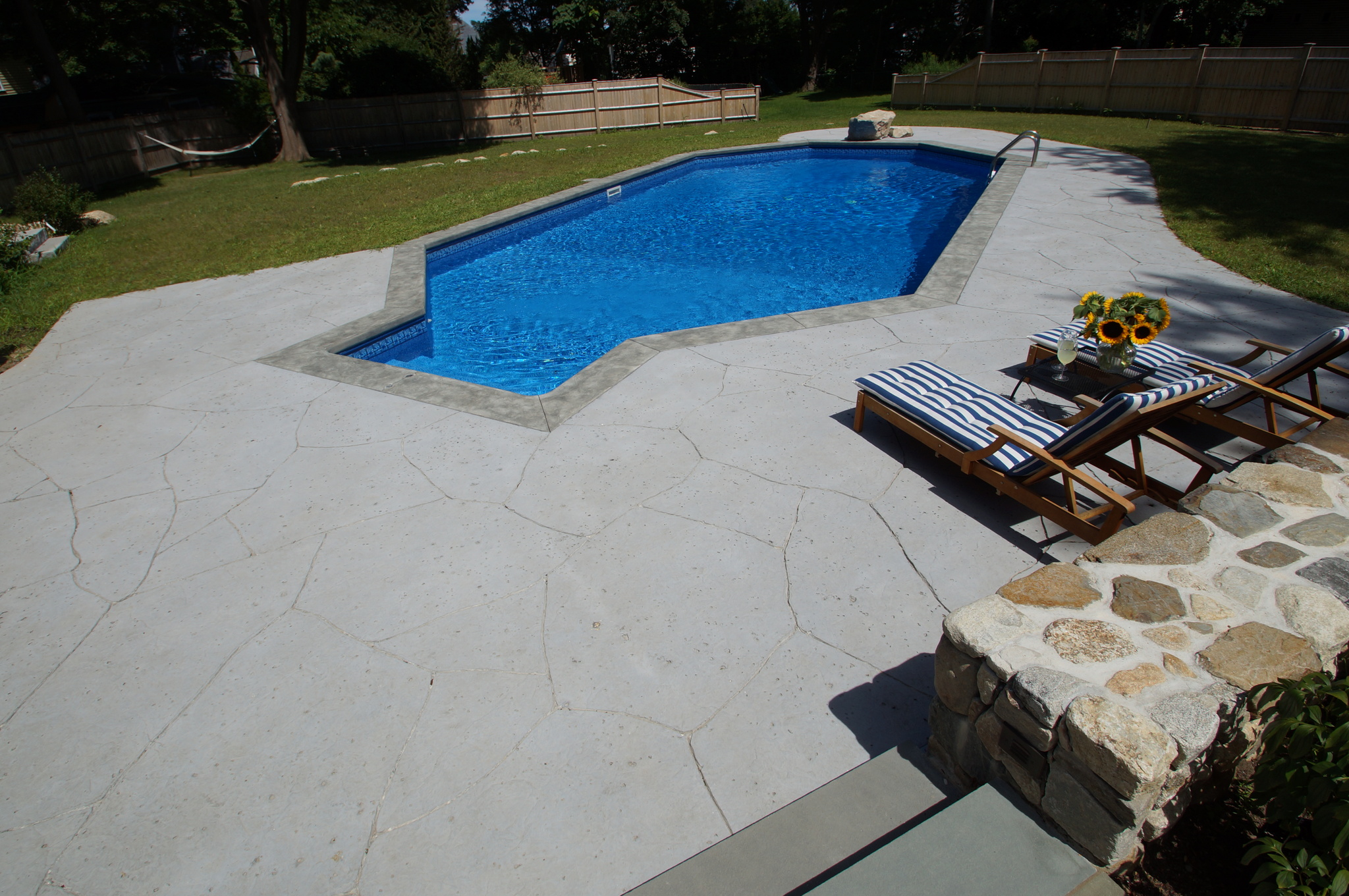 Stamped concrete pool patio