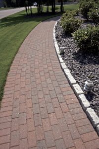 Paver edging along walkway