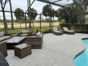Exposed aggregate pool patio