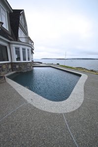 Exposed aggregate pool patio