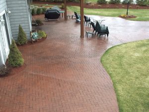 Herringbone brick stamped concrete