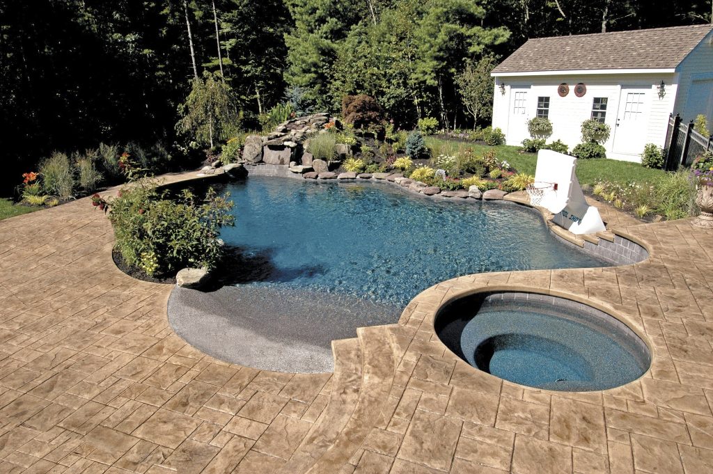Inground pool with garden