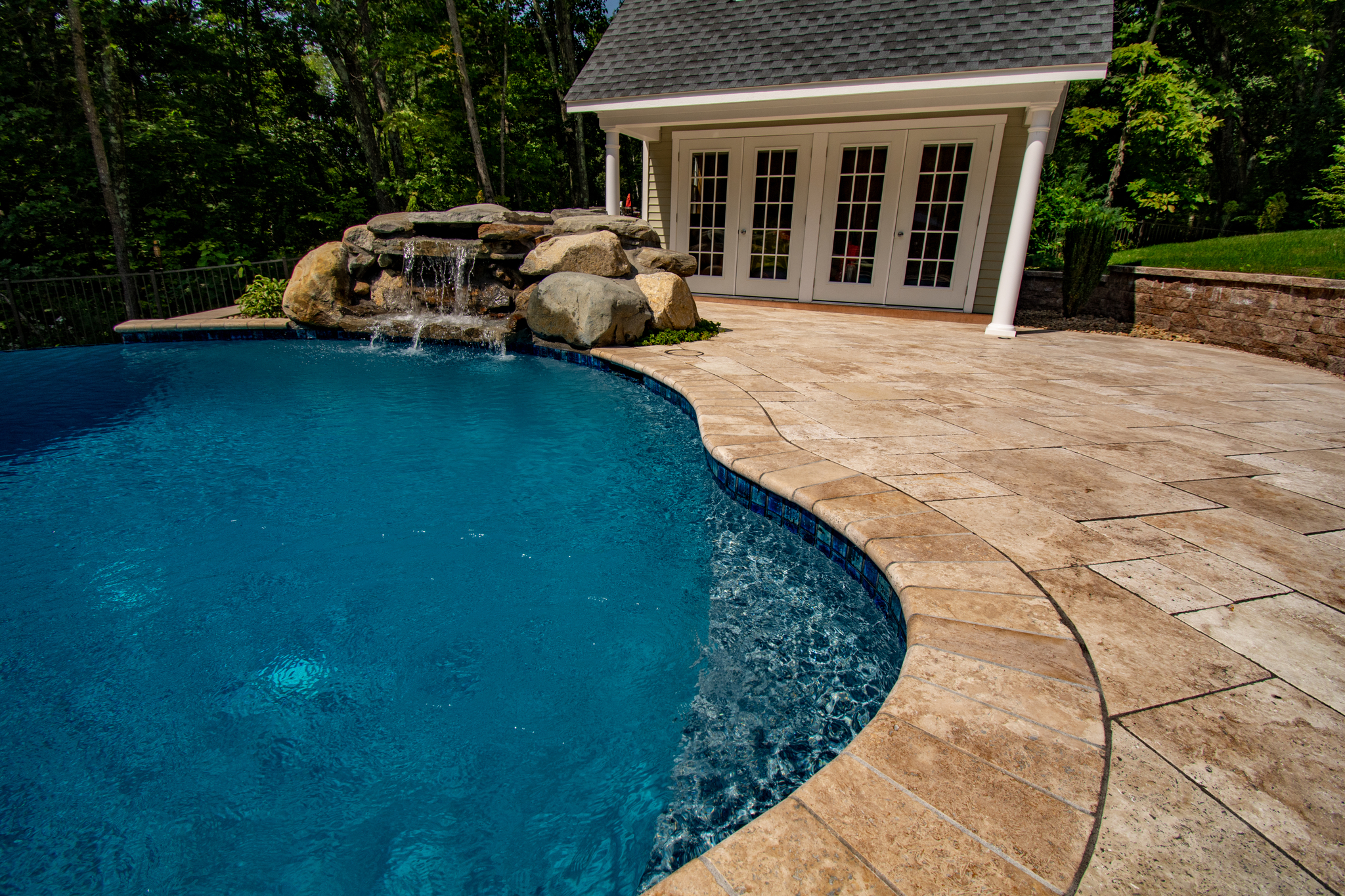 Pool Coping and Waterfall