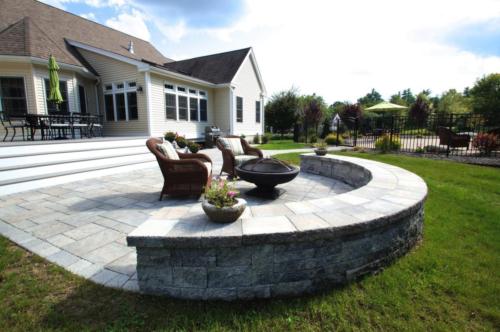 Natural Stone retaining wall around patio
