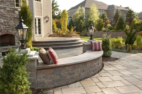 Natural Stone retaining wall on patio