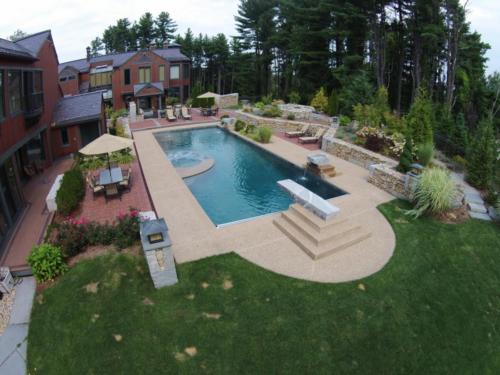 Exposed Aggregate Pool Patio with Diving Board