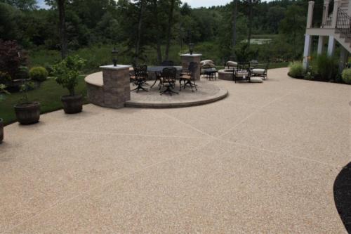 Exposed Aggregate Patio with Seating