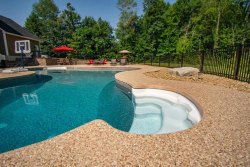 Exposed Aggregate Pool Patio with Walk in Steps