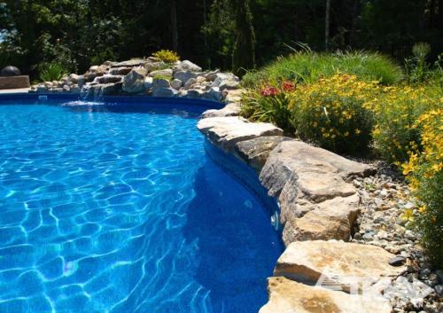 Pool-Coping with Natural Stone and Waterfall