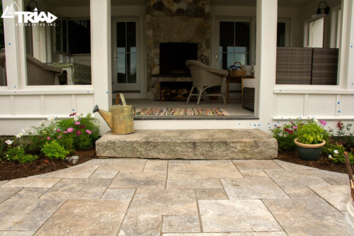 Silver Travertine walkway with Natural Stone Step