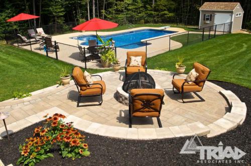 Paver Patio with Fire Pit and Pool Area