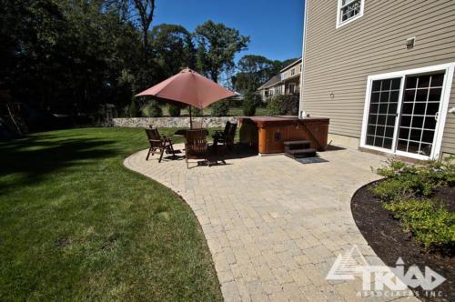 Paver Patio with Hot Tub and Seating Area