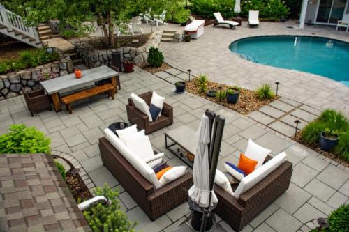Paver patio with pool