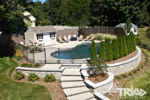 Pool Deck with Retaining Wall