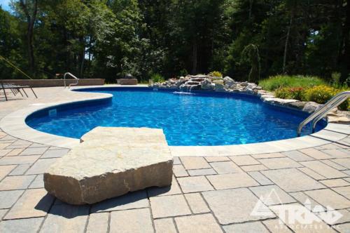 Paver Pool Deck with Stone Diving Board