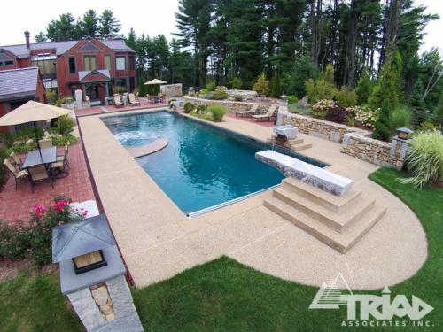 Exposed Aggregate Pool Patio with Diving Board