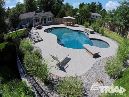 Exposed Aggregate Pool Patio with Diving Board