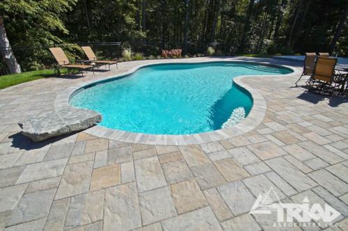 Paver Pool Deck with Natural Stone Diving Board