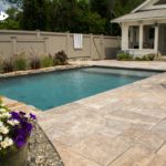 Silver Travertine Pool Decking - Triad Associates